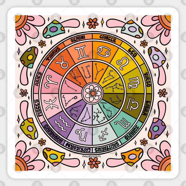 Mushroom Zodiac Wheel Sticker by Doodle by Meg
